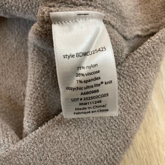 Barefoot Dreams CozyChic Ultra Lite Polo Sweater Top Women’s Small Taupe Knit - Picture 4 of 7